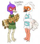 anthro beak big_head biped black_beak bottomless brown_body brown_feathers brown_markings brown_stripes clothed clothing digitigrade duo eye_contact feathered_wings feathers featureless_crotch fluffy fluffy_tail front_view green_body green_feathers half-closed_eyes hands_together head_crest holding_arm looking_at_another male markings multicolored_body multicolored_feathers multicolored_skin narrowed_eyes pupils purple_body purple_feathers red_body red_feathers red_markings simple_background slit_pupils smile standing striped_body striped_skin stripes tail tan_beak tan_body tan_feathers tan_markings text toony white_background white_body white_feathers white_markings white_stripes winged_arms wings wolfienoodlechu animal_crossing nintendo cranston_(animal_crossing) phil_(animal_crossing) avian bird common_pheasant crane_(bird) galliform gruiform phasianid phasianus 2014 digital_media_(artwork) english_text full-length_portrait guide_lines portrait