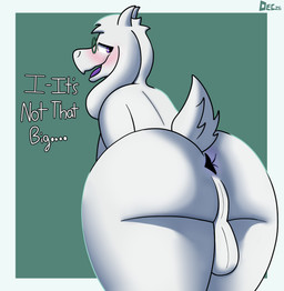 anthro anus backsack balls big_butt butt dialogue eyewear fur genitals glasses male nude presenting presenting_hindquarters purple_anus purple_eyes slightly_chubby solo tail text white_body white_fur december_dreams deltarune undertale_(series) ralsei bovid caprine goat mammal 2026 english_text hi_res