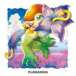 :3 anthro armor blue_eyes cute_fangs fangs female flower headgear helmet pistil plant solo teeth yamuretsu bandai_namco digimon digimon_survive floramon_(survive) digimon_(species) elemental_creature flora_fauna floramon 1:1