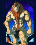 abs anthro body_hair bulge clothed clothing happy_trail jockstrap male mane muscular muscular_anthro muscular_male nipple_piercing nipples pecs piercing pose ring simple_background skimpy solo tail topless underwear iudicium86 grant_(musclesnstripes) felid hybrid liger lion mammal pantherine tiger 4:5 hi_res pinup