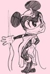 5_toes anthro barefoot clothing dress feet female gloves handwear headdress skimpy_dress solo toes veil mbwillie disney minnie_mouse mammal mouse murid murine rodent hi_res monochrome sketch traditional_media_(artwork)