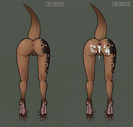 anthro anus balls bodily_fluids butt cum cum_in_ass cum_inside gaping gaping_anus genital_fluids genitals male presenting raised_tail solo tail tattoo desireee sammi_(slimshod) mammal mustelid otter absurd_res hi_res