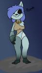 blue_hair breasts female grey_body grey_skin hair nipples one_arm purple_hair simple_background solo zadirtybish mammal undead zombie 2017 hi_res