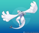 areola big_breasts blue_areola blue_body blue_nipples breasts female flying genitals hair monster_girl_(genre) nipples nude pokemorph pussy simple_background solo spread_wings tail white_body white_hair white_skin wings dex_appeal nintendo pokemon generation_2_pokemon legendary_pokemon lugia pokemon_(species) hi_res