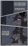 anthro beard closed_door comic dialogue dirtydragons69 dragon english_text facial_hair hi_res incest_(lore) lizard male mane mythological_creature mythological_scalie mythology offscreen_character reptile scalie scar solo speech_bubble text