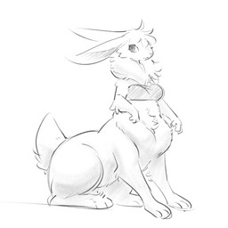 belly_tuft bra clothing contiguous_snout dewlap_(anatomy) ears_back female female_taur fur fur_tuft hair looking_at_viewer messy_hair pivoted_ears scut_tail short_tail side_view slightly_chubby solo tail tuft underwear tateoftot lagomorph lagomorph_taur leporid leporid_taur mammal mammal_taur rabbit rabbit_taur taur 1:1 hi_res line_art monochrome sketch
