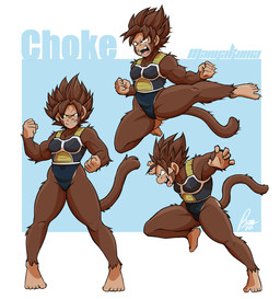 action_pose anthro barefoot brown_body brown_fur brown_hair clothed clothing fangs feet female fur hair humanoid_feet leotard plantigrade pose solo teeth manyakuma dragon_ball choke_(manyakuma) fan_character haplorhine mammal monkey primate saiyan 2026 absurd_res hi_res