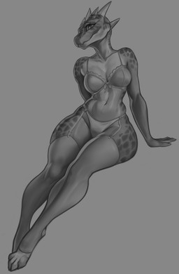 4_toes 6_horns abs anthro bow_bra bra breasts cleavage clothed clothing digitigrade feet female front_view garter_straps grey_background horn legs_together legwear lingerie looking_at_viewer medium_breasts midriff multi_horn navel non-mammal_breasts non-mammal_navel panties pupils simple_background sitting slit_pupils snout solo stockings thick_thighs thong toes underwear wide_hips acupa microsoft the_elder_scrolls the_lusty_argonian_maid lifts-her-tail argonian scalie absurd_res digital_media_(artwork) digital_painting_(artwork) full-length_portrait hi_res monochrome painting_(artwork) portrait sketch