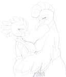 anthro anthrofied areola beak breast_squish breasts breasts_frottage chest_gem duo feathered_wings feathers female female/female gem looking_at_viewer nipples nipples_touching non-mammal_breasts open_mouth side_view simple_background smile squish white_background winged_arms wings magnetiorchid kirby_(series) nintendo pokemon dyna_blade yohanna_(nonbearnary) avian bird dyna_blade_(species) generation_2_pokemon ho-oh legendary_pokemon pokemon_(species) 2022 black_and_white clip_studio_paint_(artwork) digital_media_(artwork) hi_res monochrome sketch