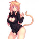 5_fingers :o bangs big_breasts black_clothing black_sweater black_topwear blonde_hair blush bottomless breasts butt cat_cutout cleavage cleavage_cutout clothed clothing contrapposto cute_fangs cutout ear_tuft ears_down embarrassed eyebrow_through_hair eyebrows eyelashes fangs featureless_crotch female fingers fur glistening glistening_body glistening_hair glistening_skin hair keyhole_turtleneck long_hair long_sleeves looking_at_viewer nipple_outline open_mouth partially_clothed pivoted_ears pupils ribbed_clothing ribbed_sweater shirt simple_background slit_pupils solo standing sweater teeth tongue topwear translucent translucent_hair tuft turtleneck white_body white_fur yellow_body yellow_fur fastrunner2024 tiffy_(fastrunner2024) animal_humanoid cat_humanoid felid felid_humanoid feline feline_humanoid humanoid mammal mammal_humanoid 1:1 2017 digital_media_(artwork) hi_res shaded