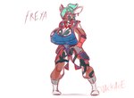 anthro big_breasts blue_hair braided_hair breasts clothing female gloves hair handwear huge_breasts nipple_outline solo tattoo thick_thighs jackace_(artist) battletech mechwarrior freya_nordgren_(jackace) deer mammal absurd_res digital_media_(artwork) hi_res signature sketch