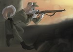 anthro brown_eyes gun handgun holding_object holding_weapon kar98k male military ranged_weapon revolver rifle soldier solo warrior weapon wolfyalex96 canid canine mammal digital_media_(artwork) medibang_paint_(artwork)