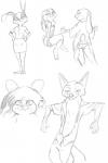 anthro butt clothed clothing duo eyewear female glasses looking_at_viewer male open_clothing open_shirt open_topwear shirt simple_background smile tail_on_head topwear white_background akiric disney zootopia judy_hopps nick_wilde canid canine fox lagomorph leporid mammal rabbit red_fox true_fox 2016 black_and_white monochrome multiple_images sketch