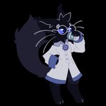 anthro beverage blue_eyes clothed clothing coat digital_media_(artwork) domestic_cat drinking felid feline felis fur hi_res lab_coat male mammal meowni modded_minecraft monifactory mutsomuno solo tail topwear