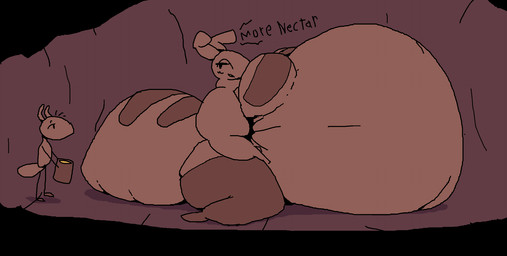 ambiguous_gender antennae_(anatomy) anthro arthropod_abdomen belly big_belly big_breasts bloated blush blush_lines breasts brown_body dialogue duo female female_anthro huge_arthropod_abdomen huge_belly huge_breasts huge_hips huge_thighs hyper hyper_belly immobile larger_female morbidly_obese morbidly_obese_anthro morbidly_obese_female multicolored_body nectar non-mammal_breasts obese obese_anthro obese_female overweight overweight_anthro overweight_female side_view size_difference text thick_thighs two_tone_body weight_gain wide_hips 6saw789 nec_(6saw789) ant arthropod honeypot_ant hymenopteran insect 2024 aliasing digital_drawing_(artwork) digital_media_(artwork) english_text hi_res