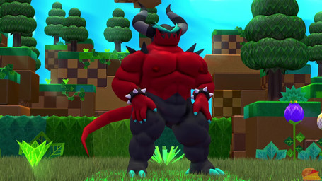 3_toes 4_fingers abs anthro bedroom_eyes big_muscles big_pecs black_legs blue_claws bouncing_pecs bracelet claws cloud day featureless_crotch feet fingers flower grass horn jewelry logo male multicolored_body muscular narrowed_eyes pecs plant purple_eyes raised_arms red_arms red_chest seductive shrub solo spiked_bracelet spikes spikes_(anatomy) standing tail thick_arms thick_thighs toes tree two_tone_body yellow_sclera moonwulf sega sonic_the_hedgehog_(series) the_deadly_six zavok alien zeti 16:9 2025 3d_(artwork) 3d_animation animated artist_logo digital_media_(artwork) hi_res short_playtime source_filmmaker_(artwork) webm widescreen