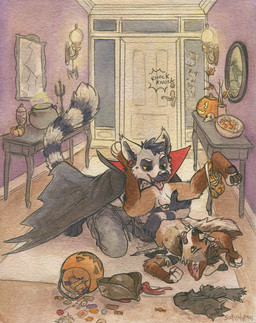 anal animal_genitalia animal_penis anthro balls black_body black_fur black_hair black_nose bone bowl briefs candy cape cauldron clothed clothing container costume dessert door duo_focus ear_piercing fangs feet food fruit fur genitals group hair hindpaw holidays inside jack-o'-lantern male male/male multicolored_body multicolored_fur nipples oral pawpads paws penis penis_tip piercing pirate plant public pumpkin rimming sex sheath skull small_penis teeth tongue tongue_out torn_clothing underwear window yellow_eyes sicklyhypnos halloween canid canine canis jackal lemur mammal primate ring-tailed_lemur strepsirrhine vampire 2016 traditional_media_(artwork)
