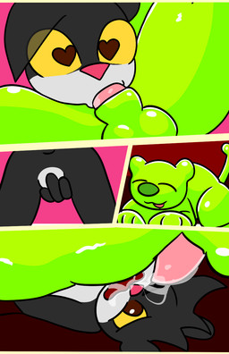 fellatio female feral male oral penile sex young conditional_dnp theyiff canid canine canis domestic_dog mammal mephitid skunk comic hi_res letterbox