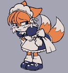 2_tails anthro clothed clothing crossdressing footwear maid_uniform male multi_tail shoes solo tail uniform dokudrinker sega sonic_the_hedgehog_(series) miles_prower canid canine fox mammal tagme