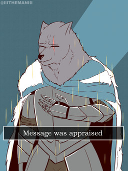 anthro armor black_nose clothing eyes_closed fur grey_body grey_fur male scar solo teeth the_man elden_ring fromsoftware blaidd_(elden_ring) canid canine canis mammal wolf 2023 3:4 absurd_res hi_res portrait three-quarter_portrait