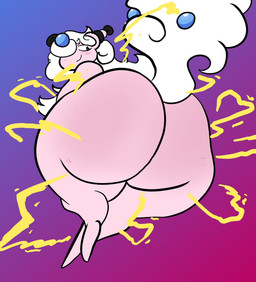 anthro bent_over big_butt blush bottom_heavy butt butt_focus electricity electricity_manipulation elemental_manipulation featureless_feet feet femboy fluffy fluffy_tail gradient_background hair huge_butt huge_hips long_hair looking_back male nude pink_body pokemorph presenting presenting_hindquarters raised_tail rear_view simple_background smile solo sparks tail thick_thighs wavy_hair white_hair wide_hips monootto nintendo pokemon amaranth_(sheep_fried) generation_6_pokemon mega_ampharos mega_evolution pokemon_(species) shiny_pokemon alternate_version_at_source digital_media_(artwork) hi_res