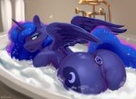 anal anal_penetration anthro anus bathtub big_butt blue_body blue_eyes blue_hair bubble butt buttplug buttplug_in_ass buttplug_insertion cutie_mark feathered_wings feathers female genitals glistening glistening_body hair horn inside nude object_in_ass partially_submerged penetration plug_(sex_toy) plug_insertion pussy sex_toy sex_toy_in_ass sex_toy_insertion solo sparkles sparkling_hair white_sclera wings kelkessel friendship_is_magic hasbro my_little_pony mythology princess_luna_(mlp) equid equine mammal mythological_creature mythological_equine winged_unicorn hi_res