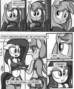 anthro book cheerleader female locker text killryde hasbro lust_from_afar my_little_pony equid equine horse mammal pony 5:6 absurd_res black_and_white comic english_text hi_res monochrome
