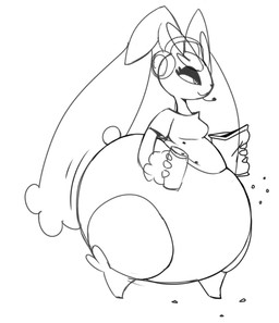 anthro beverage beverage_can bottom_heavy bottomless bottomless_anthro bottomless_female breasts butt chip_bag clothed clothing cotton_tail crumbs electronics eyebrows eyelashes feet female floppy_ears fluffy_eyebrows food front_view gamer_girl headgear headphones headset holding_beverage holding_food holding_object huge_thighs hyper_pear leg_tuft lidded_eyes long_ears long_eyebrows lop_ears monobutt obese obese_anthro obese_female overweight overweight_anthro overweight_female pear-shaped_figure shirt small_feet solo t-shirt thick_eyebrows thick_thighs three-quarter_view topwear tuft walking wide_hips wrist_fluff maddeku nintendo pokemon gamerbun_(maddeku) generation_4_pokemon lagomorph lopunny mammal pokemon_(species) 2022 black_and_white full-length_portrait monochrome portrait sketch
