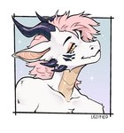 ambiguous_gender anthro dark_horn facial_horn fur hair horn outline pink_hair plating simple_background solo sparkles white_background white_body yellow_eyes lezified mythology asher_(zepharts) dragon furred_dragon furred_scalie mythological_creature mythological_scalie scalie bust_portrait portrait
