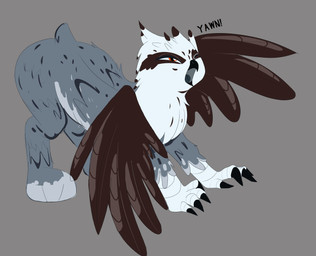 beak big_feet claws feet female feral one_eye_closed open_mouth paws simple_background small_tail solo stretching stripes tail wings yawn villegreen hasbro my_little_pony mythology avian felid feline gryphon hybrid mammal mythological_avian mythological_creature hi_res