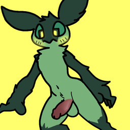 antennae_(anatomy) anthro blush blush_lines femboy genitals glowing glowing_eyes green_body green_eyes humanoid_genitalia male monotone_background neck_tuft pupils simple_background solo square_pupils tuft lewdylucariova animal_humanoid arthropod arthropod_humanoid humanoid insect insect_humanoid lepidopteran moth 1:1 hi_res
