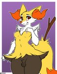 2024 3_fingers alternate_version_at_source animal_genitalia anthro areola artist_name balls belly big_eyes big_tail black_balls black_body black_eyebrows black_fur black_legs black_lips black_sheath black_skin black_tuft blush blush_lines border braixen breasts bruhsugga cheek_tuft chest_tuft curvy_figure darkened_balls darkened_genitalia digital_media_(artwork) dipstick_tail dotted_background ear_tuft embarrassed english_text eyebrows eyelashes facial_tuft fingers flat_colors fluffy fluffy_tail fox_tail frown frowning_at_viewer fur furaffinity furaffinity_logo generation_6_pokemon genitals glistening glistening_eyes gradient_background gynomorph hand_on_breast hand_on_chest head_tuft hi_res hourglass_figure inner_ear_fluff intersex lips looking_at_viewer markings navel nintendo nipples no_shading nude nude_anthro nude_intersex orange_inner_ear orange_inner_ear_fluff orange_nose orange_tail_tip orange_tuft outline pattern_background paws pink_areola pink_blush pink_nipples pokemon pokemon_(species) pose presenting presenting_balls presenting_breasts presenting_genitalia presenting_sheath pupils purple_background raised_arm red_eyes red_pupils sheath shy simple_background slim small_areola small_balls small_breasts small_nipples small_sheath small_waist solo standing stick stick_in_tail tail tail_markings text thick_eyelashes thick_thighs tuft twitter twitter_handle twitter_logo warm_colors white_arms white_border white_fingers white_hands white_head white_neck white_outline white_paws white_tuft wide_hips yellow_belly yellow_body yellow_breasts yellow_chest yellow_ears yellow_fur yellow_head yellow_tail yellow_tuft