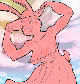 anthro breasts clothing female hat headgear headwear sky solo summer bisamon hare lagomorph leporid mammal hi_res