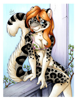 anthro bra clothed clothing female floral_print flower_panties outside panties pink_clothing pink_panties pink_underwear sitting solo underwear underwear_only michele_light felid mammal pantherine snow_leopard low_res