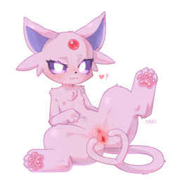 anus blush blush_lines clitoral_hood clitoris feet female fur genitals nipples pawpads paws pink_body pink_fur pink_nipples pink_pawpads pink_paws simple_background soles solo spread_vulva spreading text toes tuft urethra vulva white_background ttaki nintendo pokemon eeveelution espeon generation_2_pokemon pokemon_(species) 1:1 hi_res