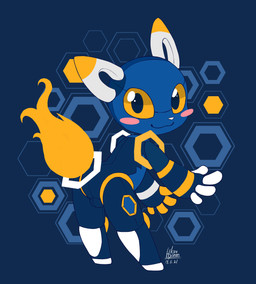 anthro blue_body blush bulge chibi colored-in crossgender femboy ftm_crossgender looking_at_viewer looking_back machine male mascot pose rear_view simple_background smile solo yellow_eyes hyamkeu e621 esix android domestic_cat felid feline felis mammal robot robot_anthro 2018 digital_media_(artwork) hi_res