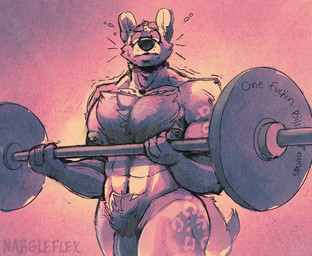 4_fingers abs anthro areola barazoku barbell barbell_piercing bicep_curl biceps big_muscles big_pecs biped bodily_fluids body_hair chest_hair exercise eyebrows fingers flaccid flying_sweatdrops fur genitals hairy holding_weights humanoid_hands looking_at_viewer male male_anthro manly markings mouth_closed multicolored_body multicolored_fur muscular muscular_anthro muscular_male navel nipple_barbell nipple_piercing nipples nude nude_anthro nude_male pecs penis penis_base piercing pubes simple_background solo spots spotted_body spotted_fur standing surprised sweat sweatdrop tail text three-quarter_view weightlifting weights whisker_spots whiskers workout nargleflex delta_(nargleflex) african_civet civet mammal viverrid artist_name digital_drawing_(artwork) digital_media_(artwork) english_text handwritten_text monochrome portrait sketch three-quarter_portrait