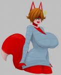 anthro big_breasts black_nose bodily_fluids breasts cleavage clothed clothing dress female fully_clothed fur gem grey_background hair hair_over_eyes jewelry legs_together lipstick looking_at_viewer makeup markings mature_anthro mature_female mole_(marking) motion_lines necklace pearl_(gem) pearl_necklace red_body red_fur short_hair simple_background smile solo standing sweat sweatdrop tan_hair tight_clothing hidden_(artist) hidden_orosubi canid canine fox mammal 2017