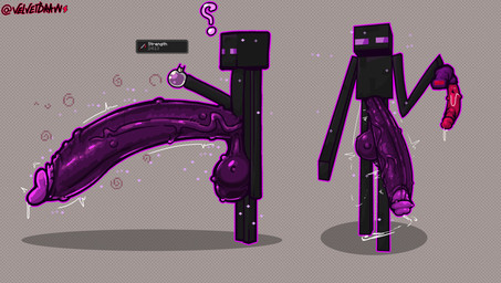 anthro balls big_balls big_penis black_body black_skin bodily_fluids dripping duo effects feral foreskin gameplay_mechanics genital_fluids genital_raphe genitals glans holding_object huge_balls huge_penis humanoid_genitalia humanoid_penis hyper hyper_balls hyper_genitalia hyper_penis larger_male leaking_precum looking_at_another male male/male noseless not_furry nubbed_balls nubbed_penis particles penis penis_size_difference potion potion_bottle precum precum_drip precum_on_penis presenting presenting_balls presenting_penis purple_balls purple_eyes purple_glans purple_penis question_mark raphe_(anatomy) scrotal_raphe shadow simple_background size_difference solo standing vein veiny_penis velvetdraw microsoft minecraft mojang xbox_game_studios arthropod enderman endermite insect 2026 absurd_res detailed digital_drawing_(artwork) digital_media_(artwork) hi_res shaded
