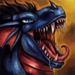 ambiguous_gender black_hair blue_body blue_eyes blue_skin fangs frill_(anatomy) gaping_mouth hair horn long_fangs mane membrane_(anatomy) membranous_frill mouth_shot open_mouth solo teeth tongue tongue_out vorelord mythology salthanath dragon mythological_creature mythological_scalie scalie 1:1 bust_portrait low_res portrait