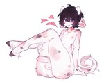 anthro anus areola balls bell bell_collar big_butt butt collar collar_only femboy foreskin fur genitals hair heart_(marking) hooves horn male markings nipples nude penis penis_tuck simple_background solo tail thick_thighs white_background katsucoffee hanyuu bovid bovine cattle mammal 2023 hi_res