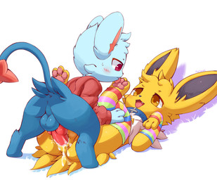 anal anal_penetration animal_genitalia animal_penis anthro anthro_on_feral anthro_penetrating anthro_penetrating_feral anus backsack balls bestiality big_ears blue_body blue_collar blue_fur blush blush_lines bodily_fluids bottomless butt canine_genitalia canine_penis clothed clothing collar cum cum_in_ass cum_inside cum_on_anus cum_on_butt cum_on_penis cute_fangs duo ejaculation erection fangs feet feral feral_penetrated foot_fetish foot_lick foot_play footwear from_front_position fur genital_fluids genitals grey_inner_ear hoodie hoodie_only interspecies knot knotted_penis leaking_cum leg_grab licking looking_pleasured lying male male/male male_on_bottom male_on_top male_penetrated male_penetrating male_penetrating_male missionary_position motion_lines multicolored_clothing multicolored_footwear multicolored_socks on_back on_bottom on_top one_sided_climax open_mouth partially_clothed pawpads paws penetration penile penile_penetration penis penis_in_ass perineum pupils quadruped rainbow_clothing rainbow_footwear rainbow_socks red_clothing red_eyes red_hoodie red_inner_ear red_knot red_pupils red_sweater red_topwear sex simple_background socks star_tipped_tail sweat sweatdrop sweater tail teeth tongue tongue_out topwear topwear_only yellow_body yellow_eyes yellow_fur yellow_pupils plattyneko nintendo pokemon fan_character jolt_(wm149) neve_(plattyneko) canid canine eeveelution generation_1_pokemon generation_4_pokemon jolteon mammal pokemon_(species) shinx 2020 absurd_res digital_drawing_(artwork) digital_media_(artwork) hi_res signature