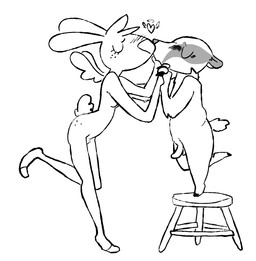 anthro blush blush_lines breasts crotch_tuft duo erection eyelashes eyes_closed feathered_wings feathers female freckled_face freckled_hips freckles fur furniture genitals hand_holding heart_symbol kiss_on_lips kissing larger_female long_eyelashes male nude one_leg_up penis rabbit_ears raised_leg romantic short_male size_difference small_breasts stool tall_female tuft wings the_weaver angel_hare the_east_patch angel_gabby francis_(angel_hare) angel badger hare lagomorph leporid mammal mustelid musteline 2024 line_art monochrome