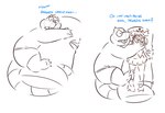 anthro body_pillow clothing eyewear glasses hug male overweight overweight_male pillow simple_background solo text underwear white_background leothelionel the_human_heart_(game) dylan_ramos eulipotyphlan mammal mole_(animal) 2021 english_text sketch