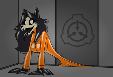 anthro containment_breach containment_failure door elastic elastic_body elasticity female flattened squeezing themadastronaut scp_foundation mal0 scp-1471-a living_latex skulldog_(species)