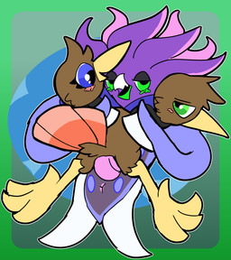 2_heads 3_toes anal anal_penetration anus beak being_held bioluminescence blue_eyes blush blush_lines brown_body brown_feathers duo eyelashes feathers feet feral fin genitals glowing gradient_background green_eyes head_tuft held_up looking_at_another looking_back looking_pleasured male male/male male_penetrated male_penetrating male_penetrating_male multi_head multicolored_body penetration penis pink_anus pseudo_hair sex simple_background standing standing_sex tail tail_feathers talons tentacle_hair tentacles toes tuft yellow_legs otterjunk game_freak nintendo pokemon beaker_the_malamar roxanne_(otterjunk) aquatic avian cephalopod doduo generation_1_pokemon generation_6_pokemon malamar mollusk pokemon_(species) 2025 absurd_res digital_drawing_(artwork) digital_media_(artwork) hi_res