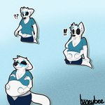 anthro belly big_belly big_breasts blue_eyes blush breasts embarrassed female fur gender_transformation happy male mtf_transformation multi_limb pregnant pregnant_anthro pregnant_female solo surprise tentacles transformation white_body white_fur wide_hips hxneybee alex_cooper canid canine canis cephalopod coleoid decapodiform hybrid mammal marine mollusk squid wolf absurd_res hi_res