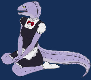 anthro breasts clothing female fin footwear maid_uniform medium_breasts non-mammal_breasts plantigrade sitting sitting_on_ground socks solo tail uniform white_clothing white_footwear white_socks yellow_eyes the_frothy_raptor aquatic eel fish moray_eel alpha_channel