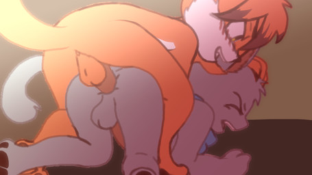 anal anal_penetration ass_up bent_legs bent_over black_pawpads duo fur genitals grey_body grey_fur hair hand_on_head male male/male male_penetrated male_penetrating male_penetrating_male neckwear open_mouth orange_body orange_fur pain pawpads paws penetration penis scarf sex tail white_body white_fur anonymous_artist bittersweet_candy_bowl mike_(bcb) paulo_(bcb) domestic_cat felid feline felis mammal 16:9 hi_res widescreen