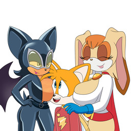 age_difference anthro big_breasts breasts female group male male/female mature_female older_female trio young young_anthro young_male younger_male 4chan_anon anonymous_artist batman_(series) dc_comics sega sonic_the_hedgehog_(series) superman_(series) captain_marvel_(dc) catwoman miles_prower power_girl rouge_the_bat shazam vanilla_the_rabbit bat canid canine fox lagomorph leporid mammal rabbit red_fox true_fox 1:1 crossover hi_res